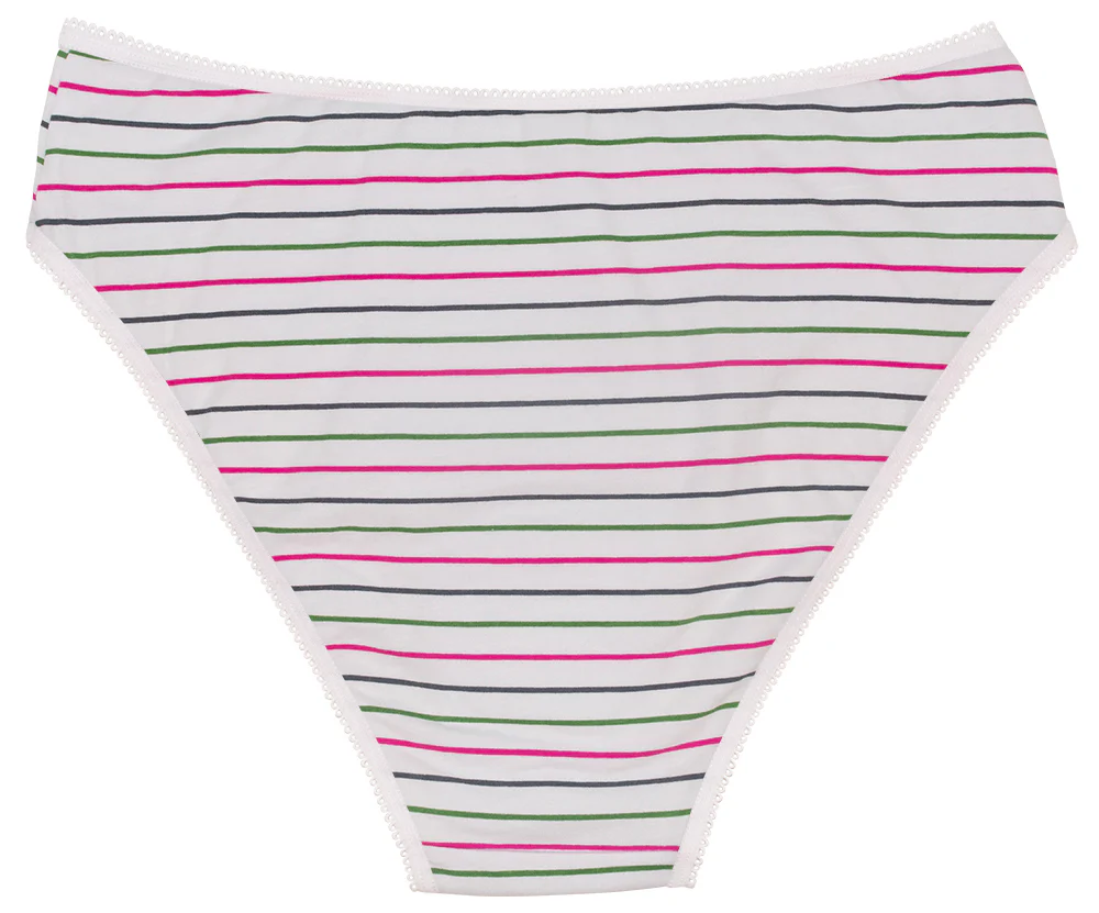 Printed Cotton High Waist Bikini with Picot Trim - Image 5