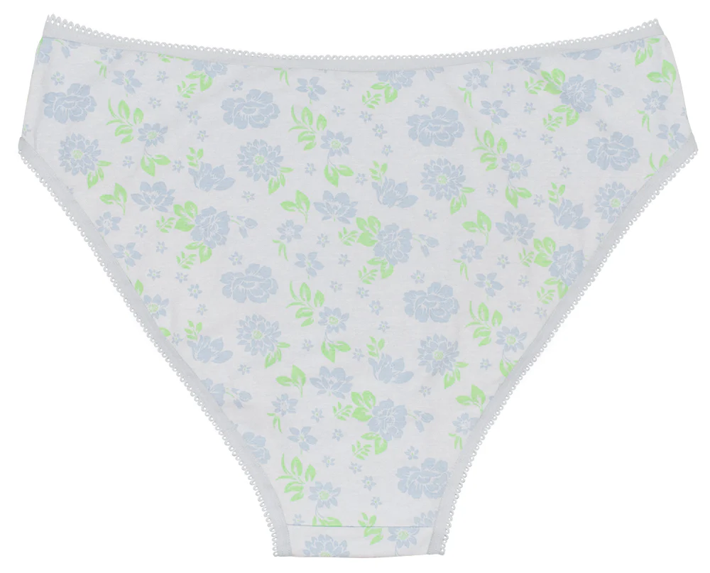 Printed Cotton High Waist Bikini with Picot Trim - Image 6