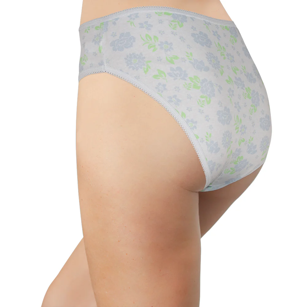 Printed Cotton High Waist Bikini with Picot Trim - Image 8