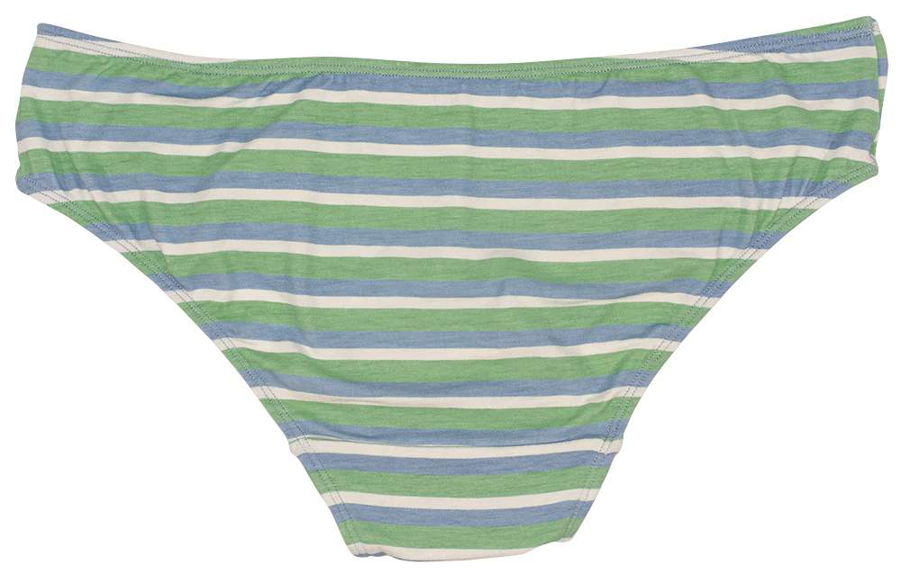 Blue and Green Striped Modal Bikini with Ruching - Image 5