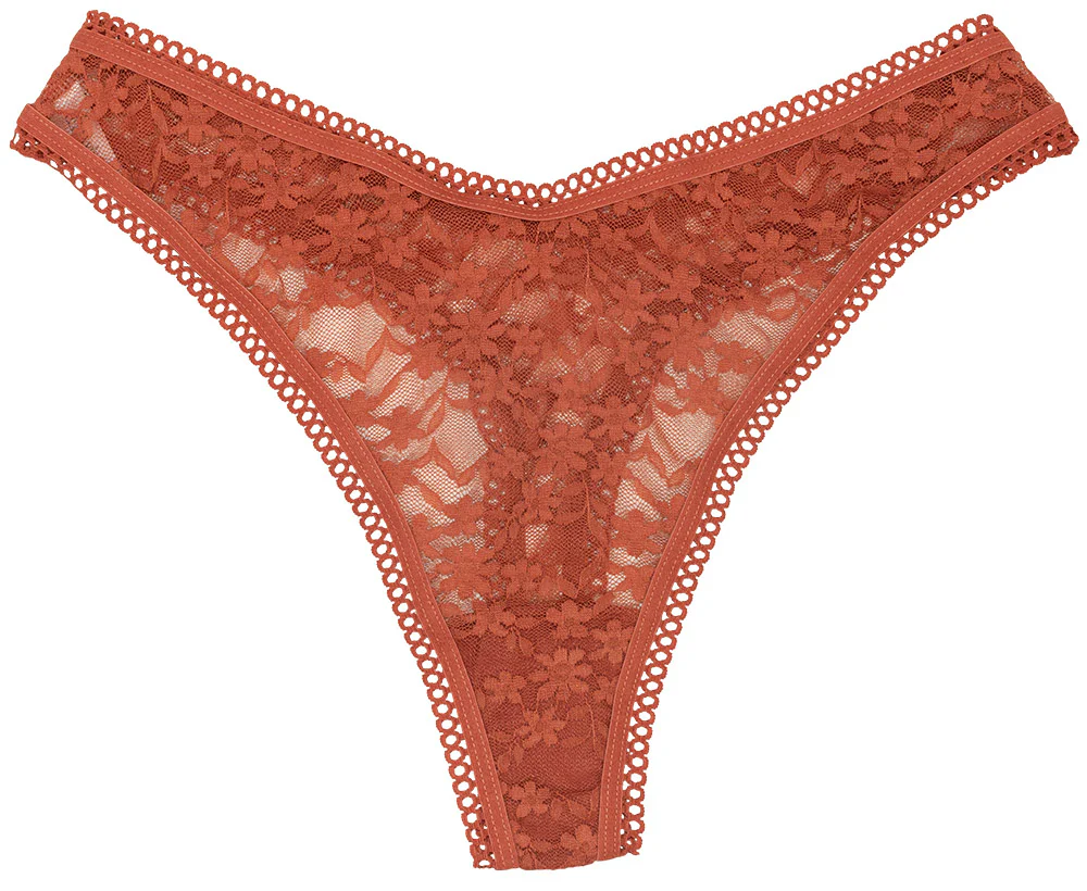 High Leg Daisy Lace Thong with Picot Trim - Image 5