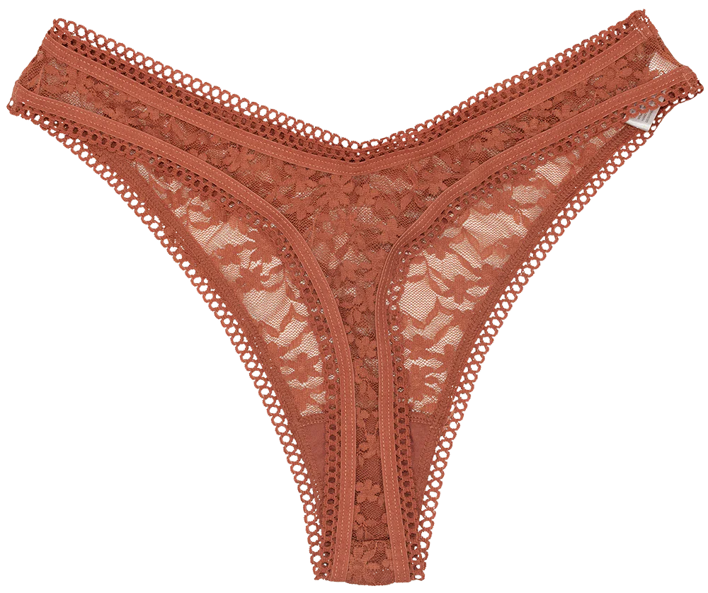 High Leg Daisy Lace Thong with Picot Trim - Image 8