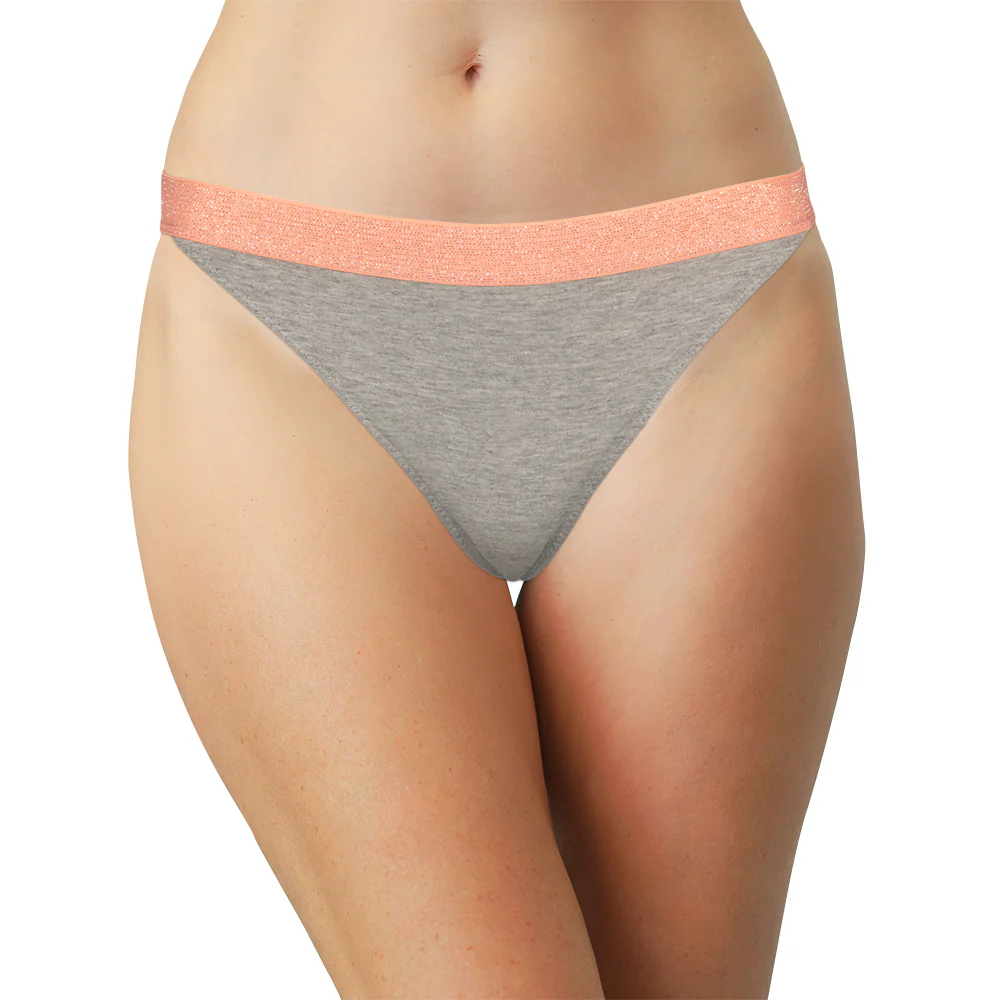 High Waist Cotton Thong with Shimmer Elastic - Image 3