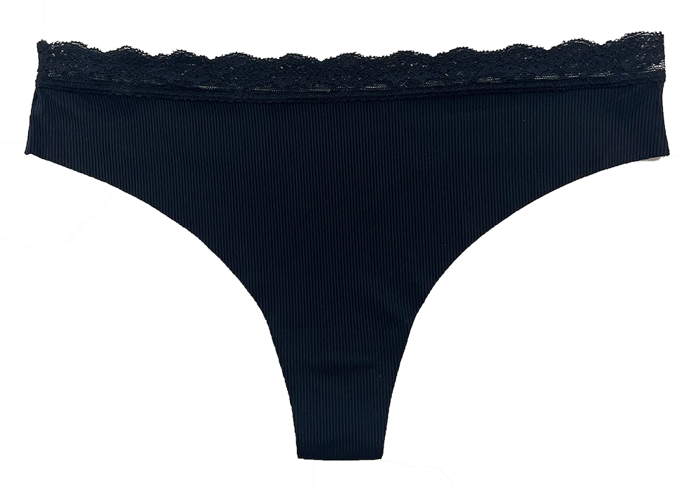 Laser Cut Rib Thong with Lace Waist, XS-2X - Image 11