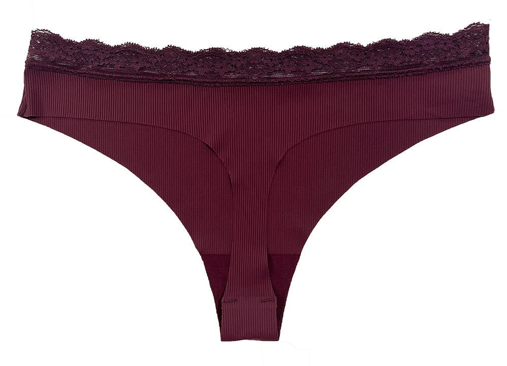 Laser Cut Rib Thong with Lace Waist, XS-2X - Image 12