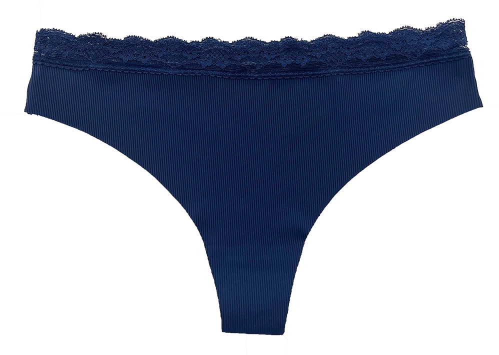 Laser Cut Rib Thong with Lace Waist, XS-2X - Image 5