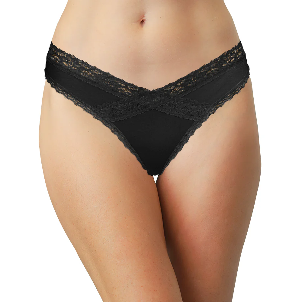 Modal Thong featuring Crossed Lace Trim - Image 5
