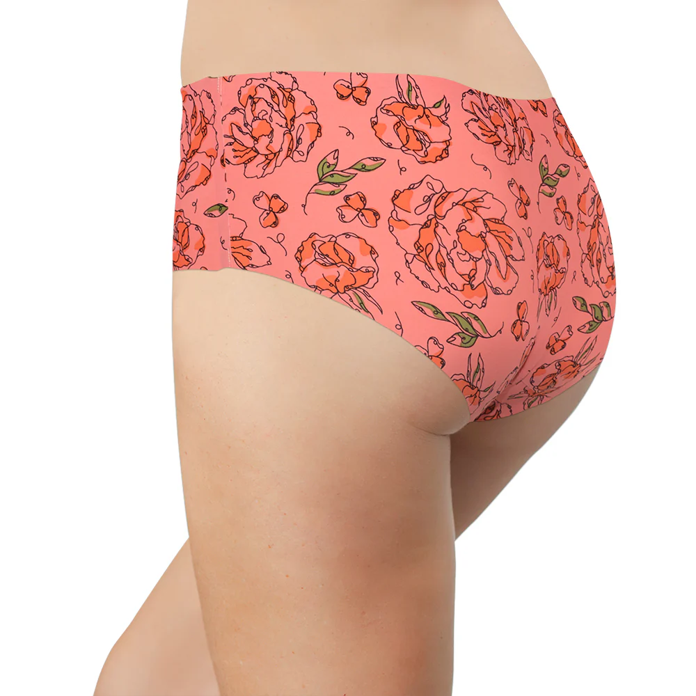 Pink Sketch Floral No Show Laser Cut Hipster - Image 3