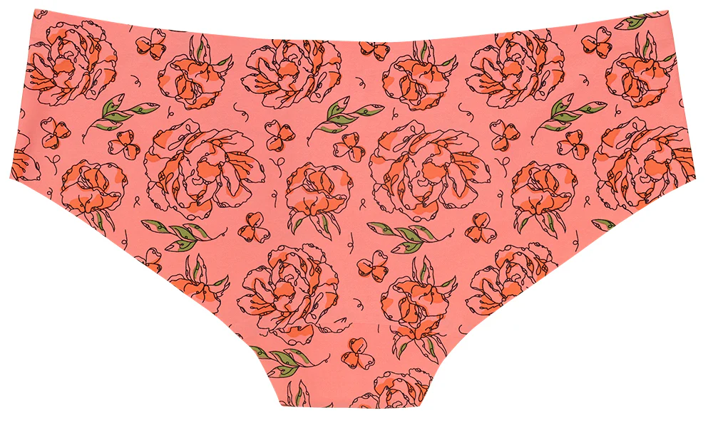 Pink Sketch Floral No Show Laser Cut Hipster - Image 4
