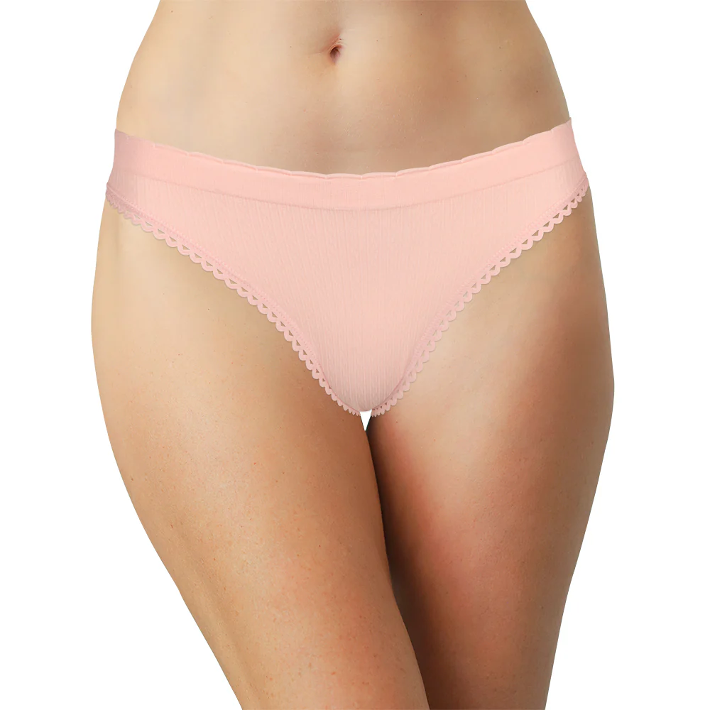Seamless Textured Bikini with Picot Trim - Image 3