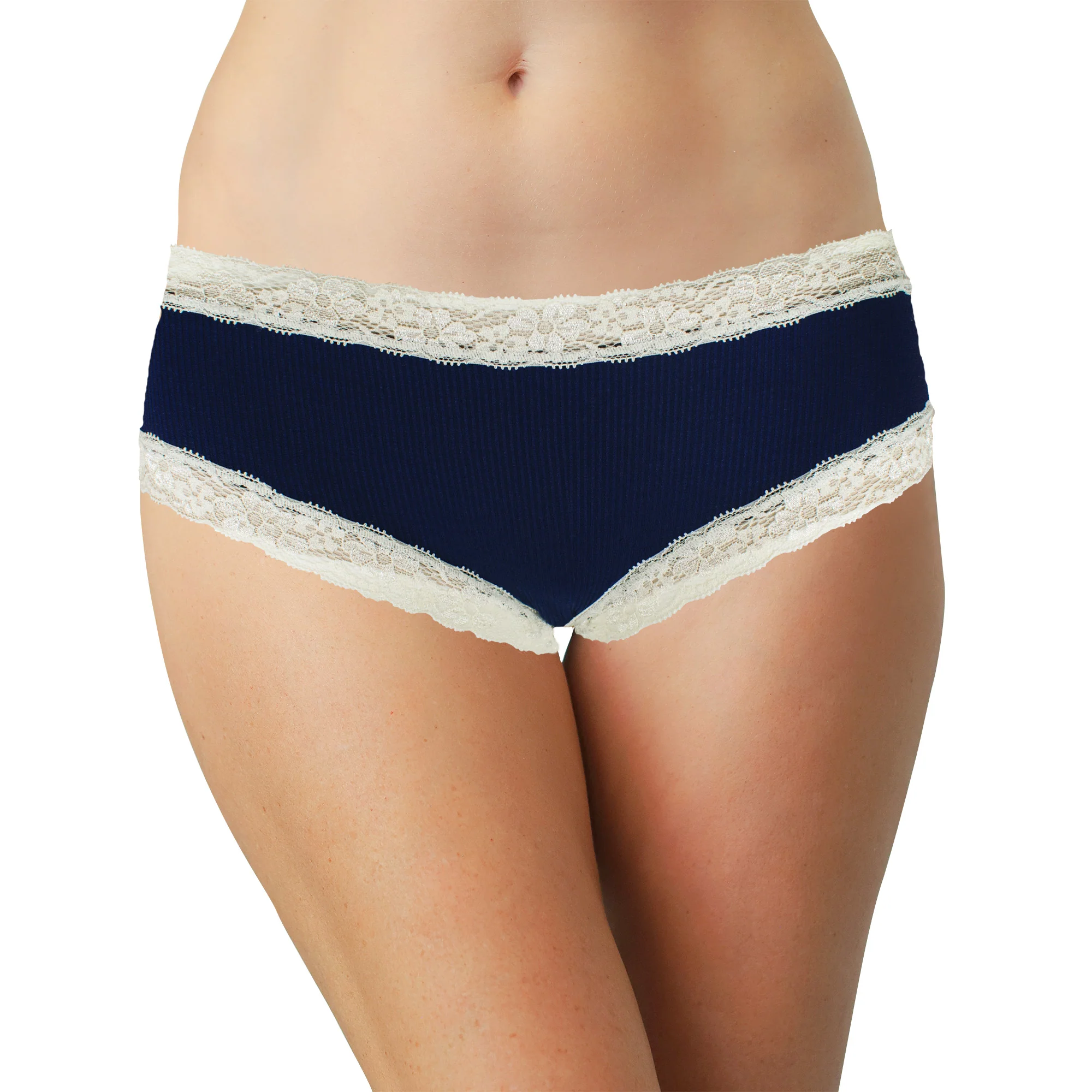 Rib Modal Cheeky With Contrast Lace, XS-2X - Image 6