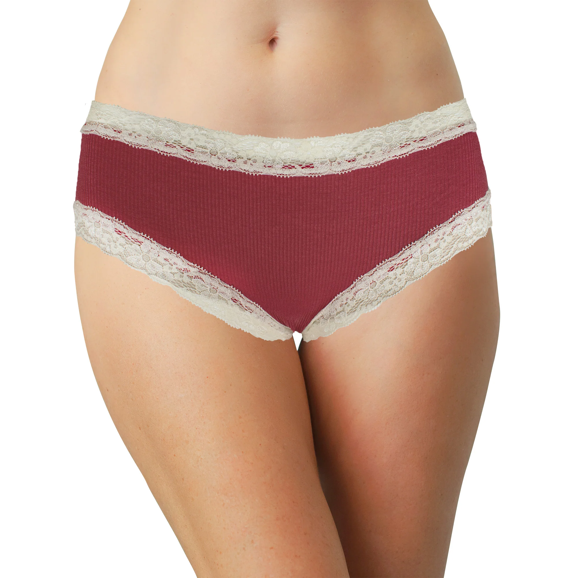 Rib Modal Cheeky With Contrast Lace, XS-2X - Image 7