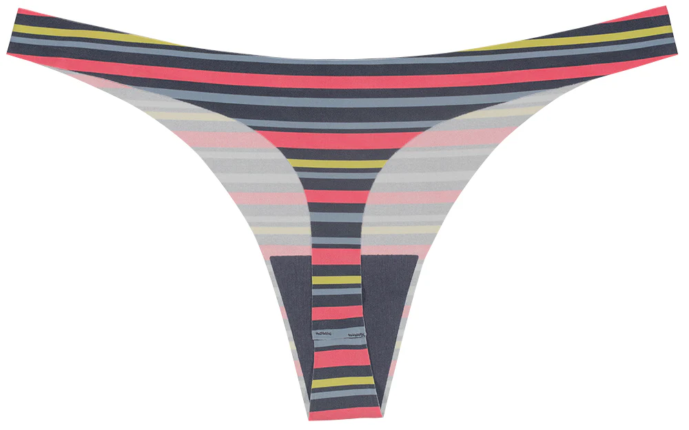 Striped No Show Laser Cut Thin Side Thong - Image 4