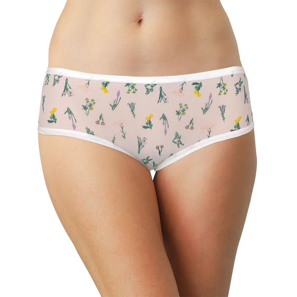 White Mesh Hipster with Green Ditsy Floral – Comfy Fit XS–2X - Image 3
