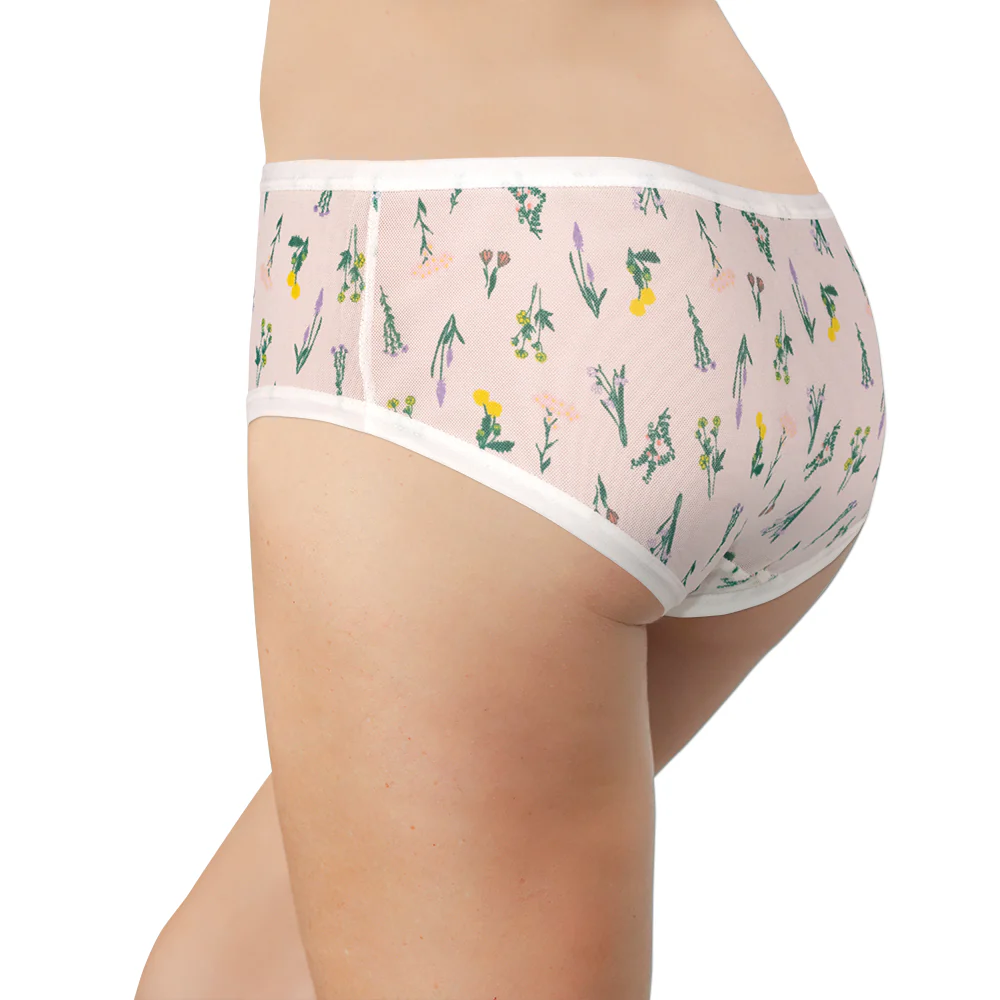 White Mesh Hipster with Green Ditsy Floral – Comfy Fit XS–2X - Image 4