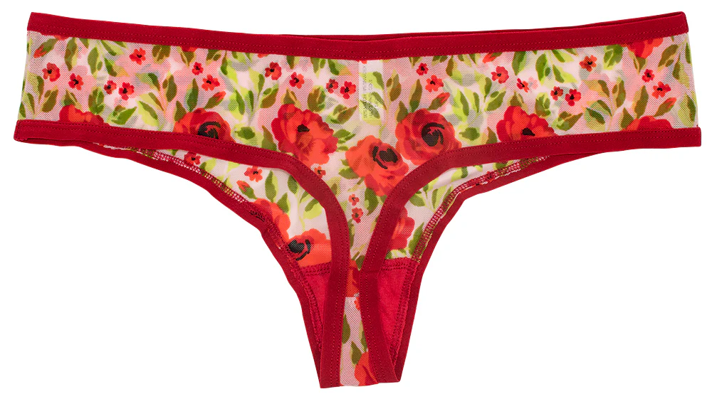 Winter Floral Mesh Thong – Sheer Comfort XS–3X - Image 3